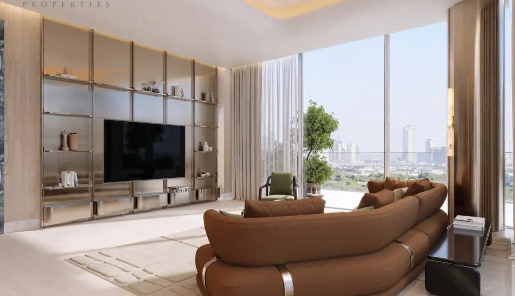 Binghatti Spectre living room and media wall
