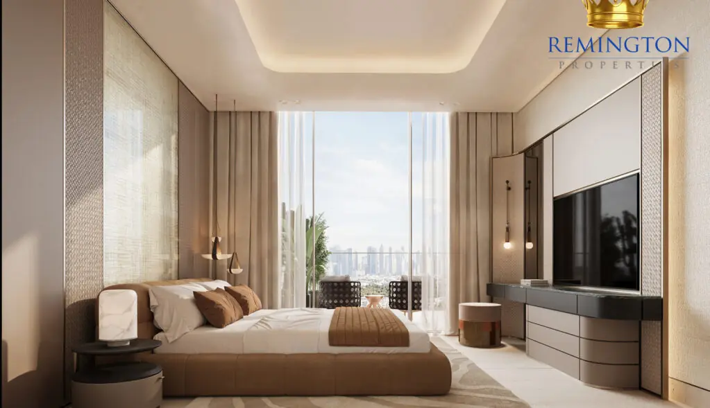 Binghatti Spectre primary bedroom with city-facing windows