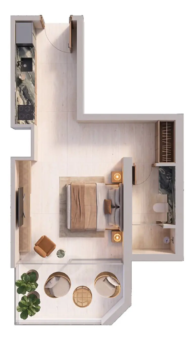 Binghatti Spectre studio apartment floor plan