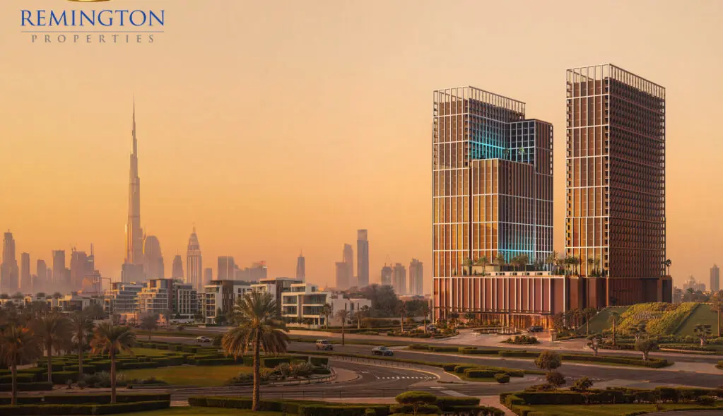 Binghatti Spectre exterior with the Dubai skyline
