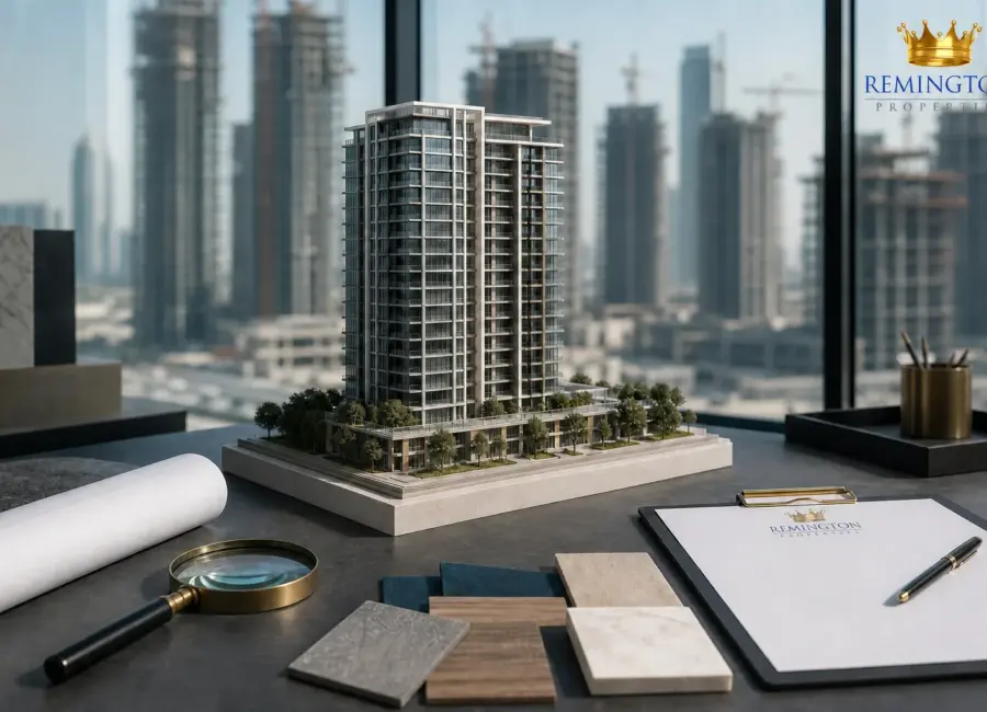 Dubai off-plan project documents with Remington Properties letterhead and verification checklist