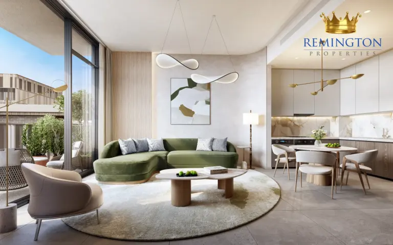 Living room in a one-bedroom residence at Arancia Yards 2