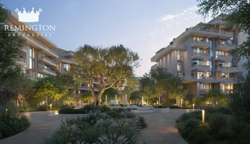 Shaded outdoor community space at Arancia Yards 2