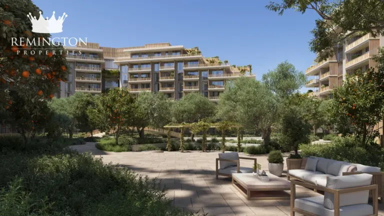 Garden seating area at Arancia Yards 2