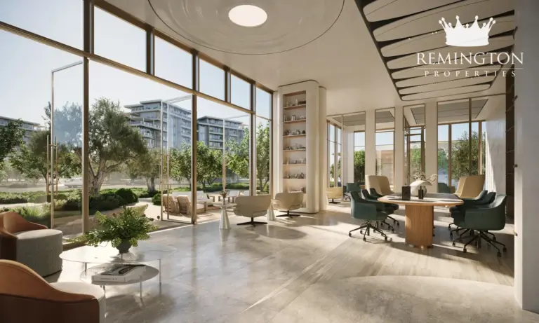 Illustrative residents lounge with garden views at The Yards