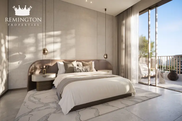 Three-bedroom residence master bedroom at Arancia Yards 2