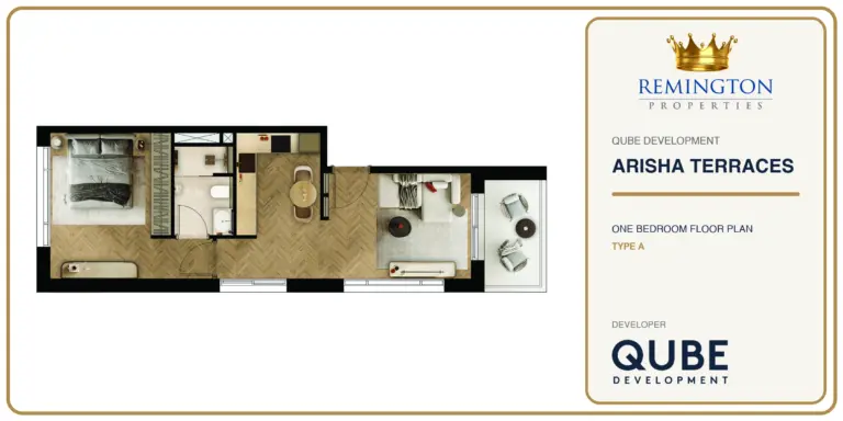 Arisha Terraces one-bedroom Type A floor plan