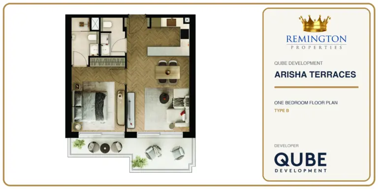 Arisha Terraces one-bedroom Type B floor plan
