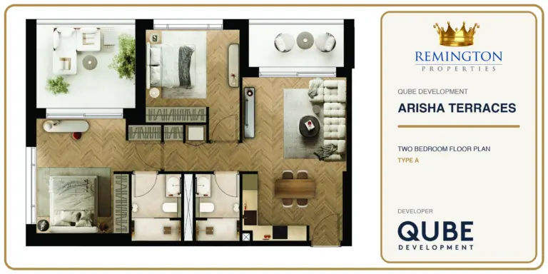 Arisha Terraces two-bedroom Type A floor plan