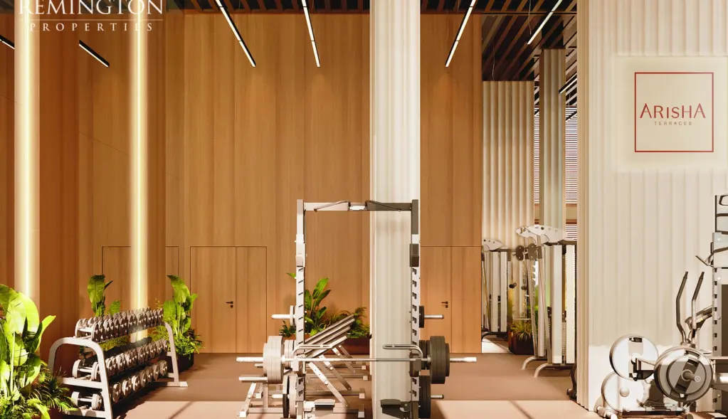 Indoor yoga studio with natural finishes