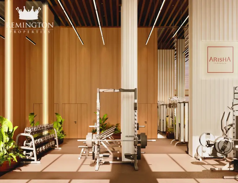 Indoor yoga studio with natural finishes