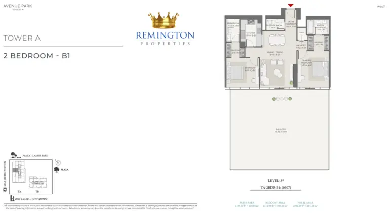 Avenue Park Towers II Tower A 2 bedroom Type B1 floor plan