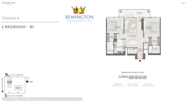 Avenue Park Towers II Tower A 2 bedroom Type B1 floor plan