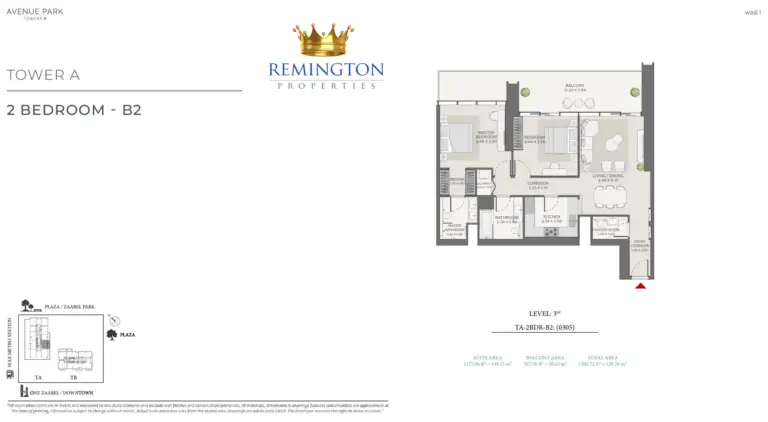 Avenue Park Towers II Tower A 2 bedroom Type B2 floor plan