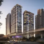 Avenue Park Towers II twin towers at dusk in Wasl 1