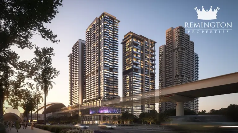 Avenue Park Towers II twin towers at dusk in Wasl 1