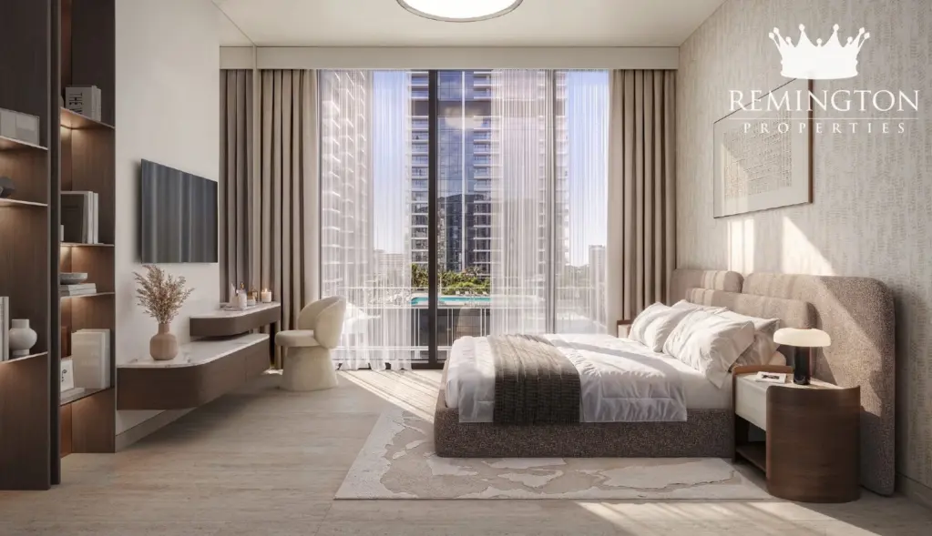 Typical apartment bedroom with full-height window