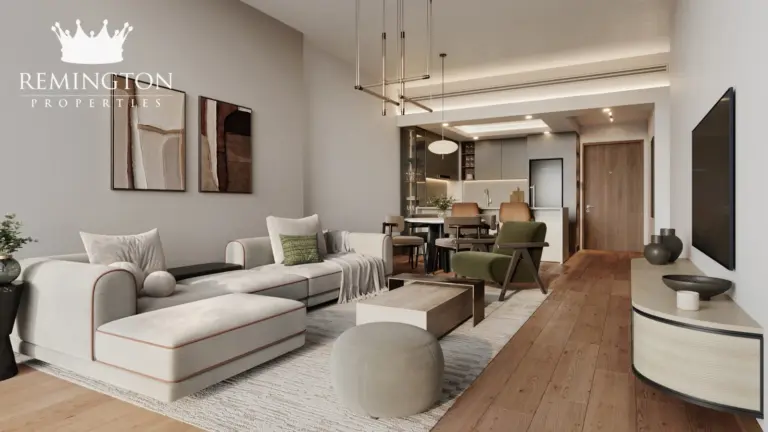 Typical apartment living room at Avenue Park Towers II