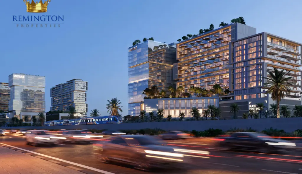 Evening rendering of the street-facing retail frontage