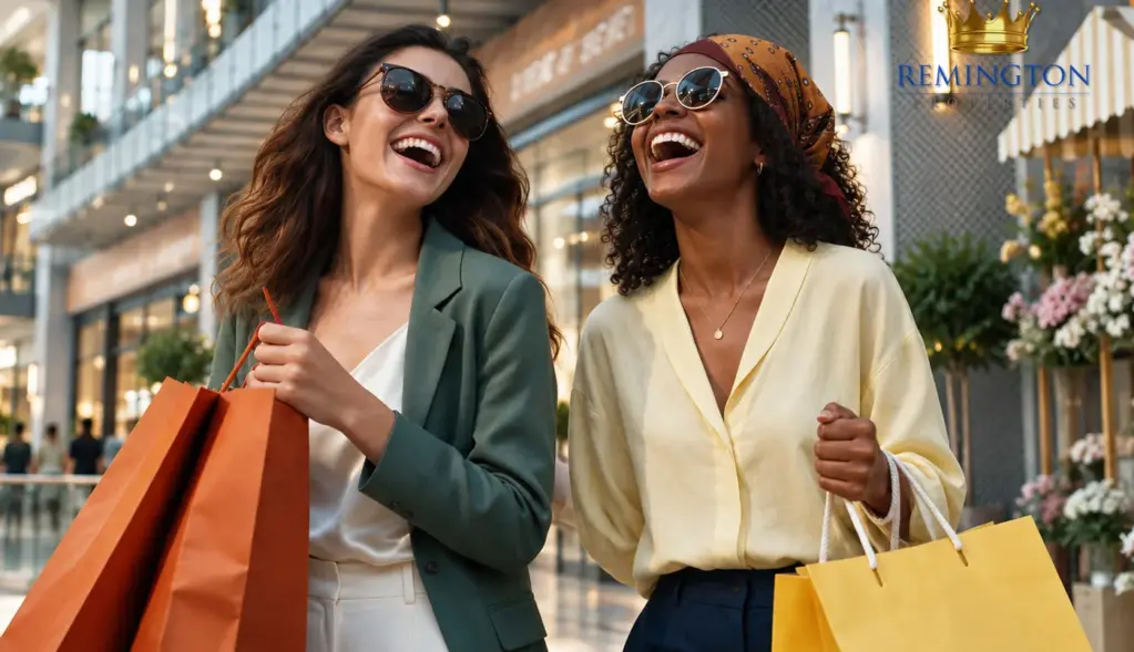 Concept image of friends carrying shopping bags