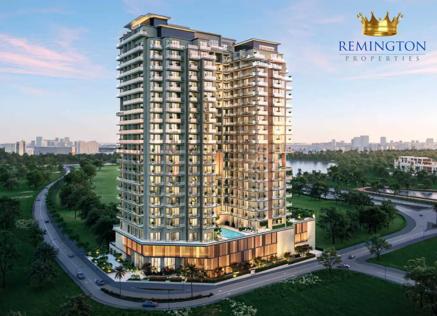Nirvana Residences I tower exterior in Dubai Production City