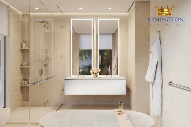 Bathroom interior at Beach Collection - Ocean Whisper Villa Q, Palm Jebel Ali Frond F