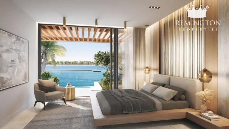 Bedroom interior at Beach Collection - Ocean Whisper Villa Q, Palm Jebel Ali Frond F