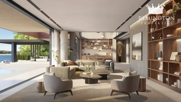 Dining and living interior at Coral Collection - Amber Reef Villa R, Palm Jebel Ali Frond F