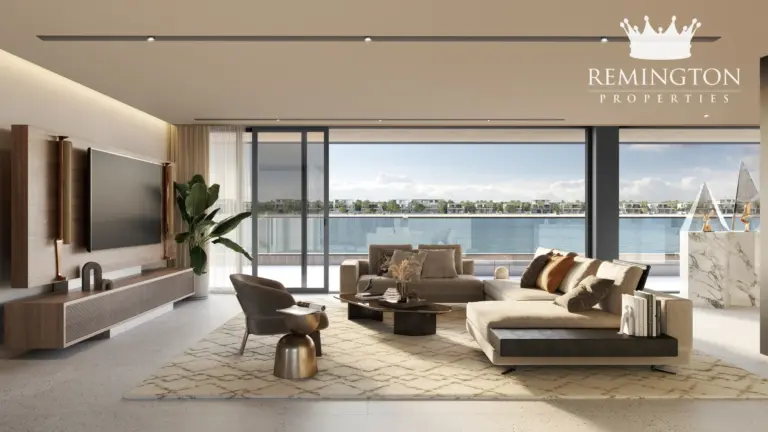Living room interior at Coral Collection - Amber Reef Villa R, Palm Jebel Ali Frond F