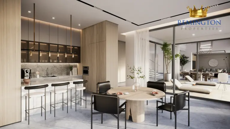 Dining and kitchen interior at Coral Collection - Coral Dune Villa I, Palm Jebel Ali Frond F