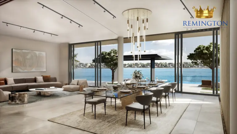 Living and dining interior at Coral Collection - Red Aurora Villa C, Palm Jebel Ali Frond F