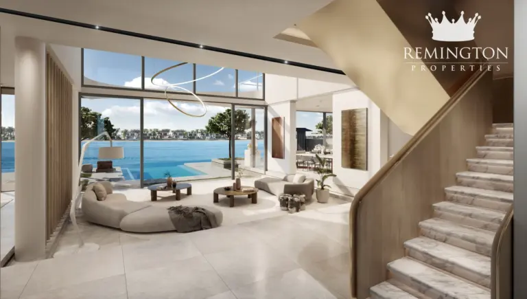 Living room interior at Coral Collection - Red Aurora Villa C, Palm Jebel Ali Frond F