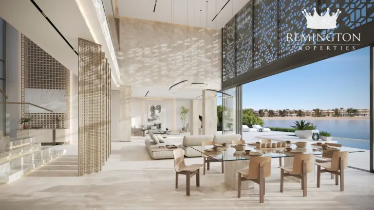 Dining and living interior at Coral Collection - Sunset Mirage Villa M, Palm Jebel Ali Frond F