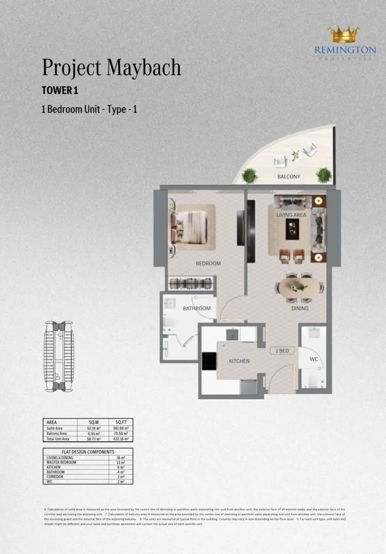 Project Maybach one-bedroom apartment property floor plan