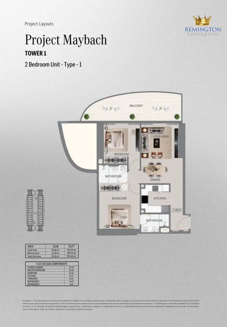 Project Maybach two-bedroom apartment property floor plan
