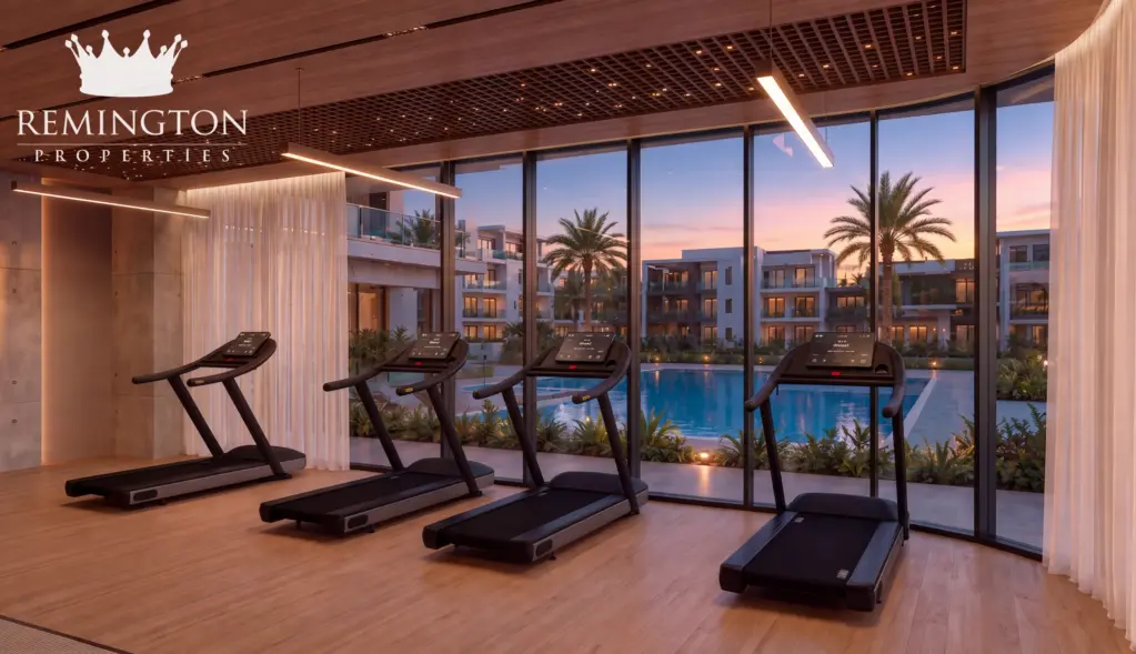Fitness studio with sunset-facing windows