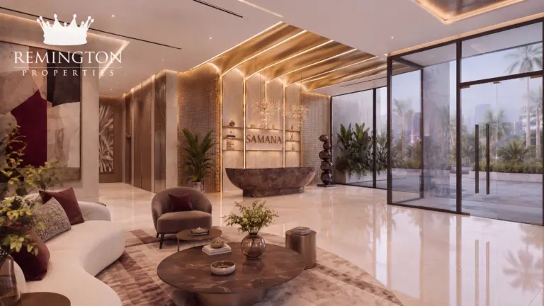 Samana Portside lobby reception at evening