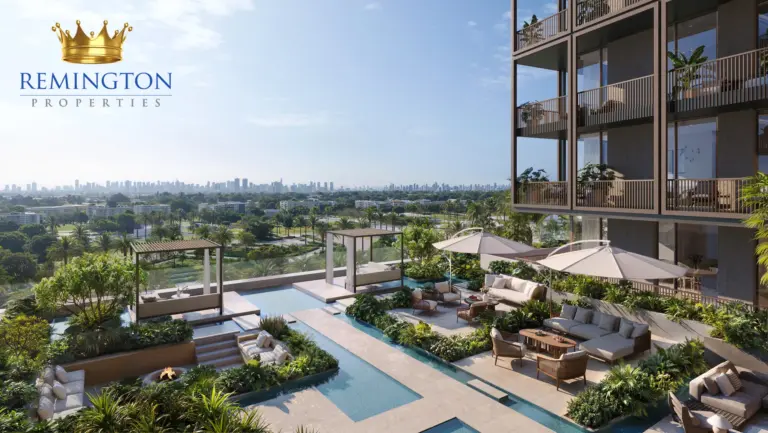 Shaded cabanas and shallow water features in the courtyard