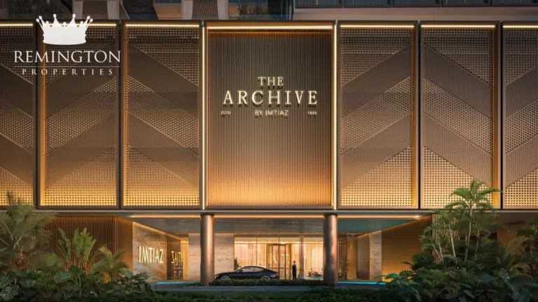 Main entrance and facade signage at The Archive