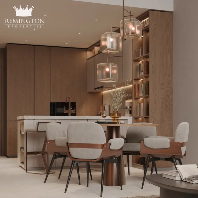 Kitchen and dining area with built-in coffee station