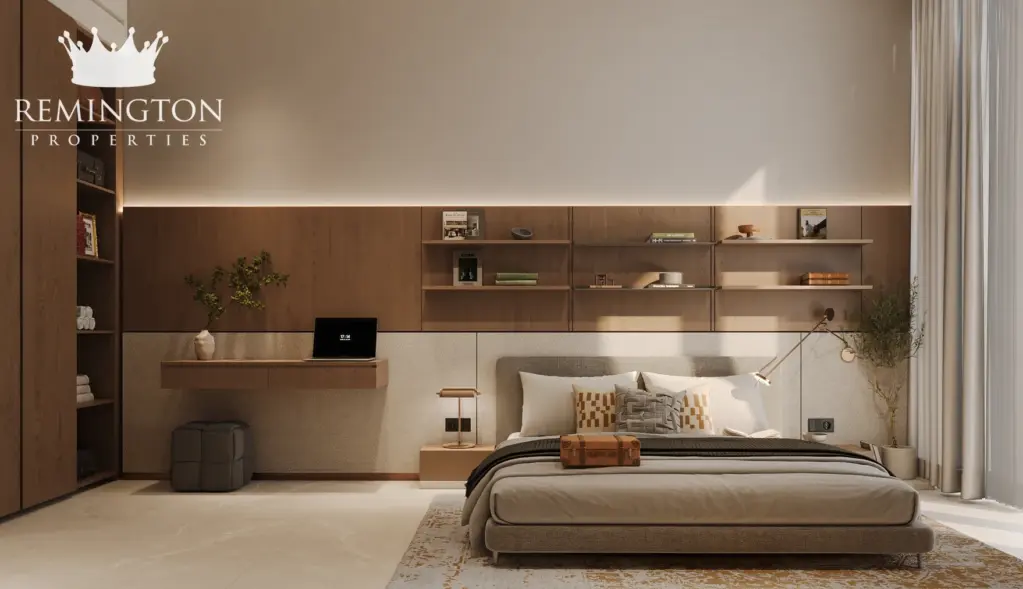 Studio residence with bed, desk and full-height window