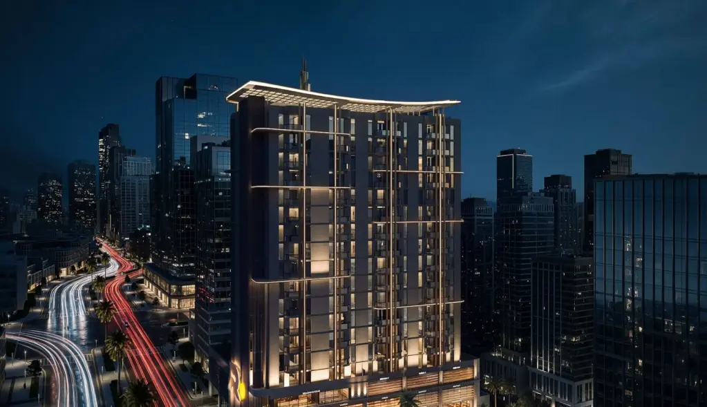 Night aerial rendering of Verso tower