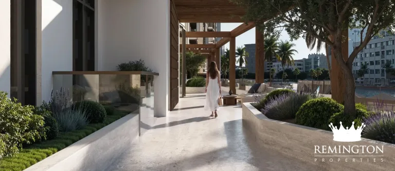 Landscaped residential arrival area