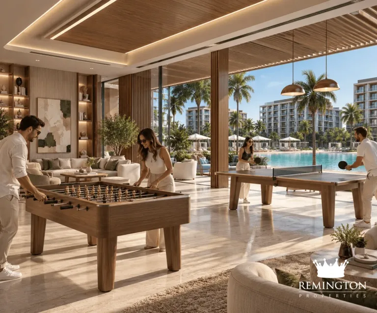 Residents lounge with foosball and table tennis