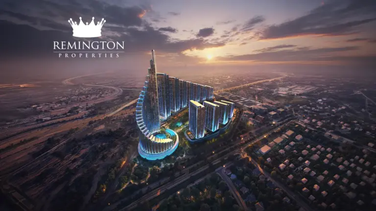 Mercedes-Benz Places Binghatti City aerial view at sunset