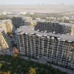 Aerial view of the Sakura Gardens buildings and landscaped grounds