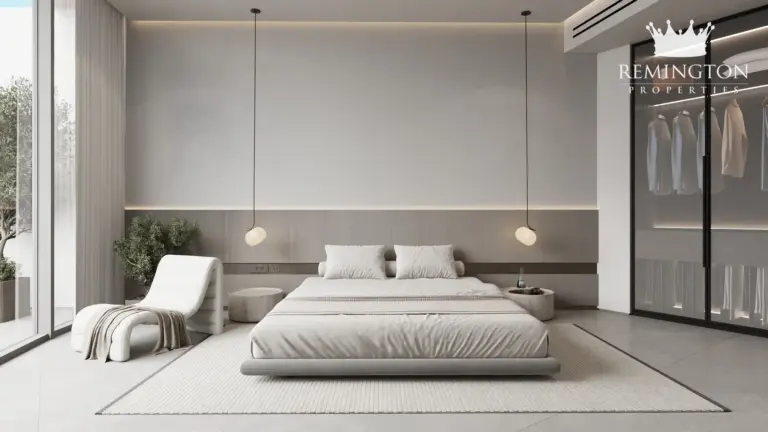 Second bedroom with a double bed and built-in wardrobe