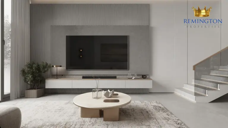 Television lounge beside the staircase in a two-bedroom residence