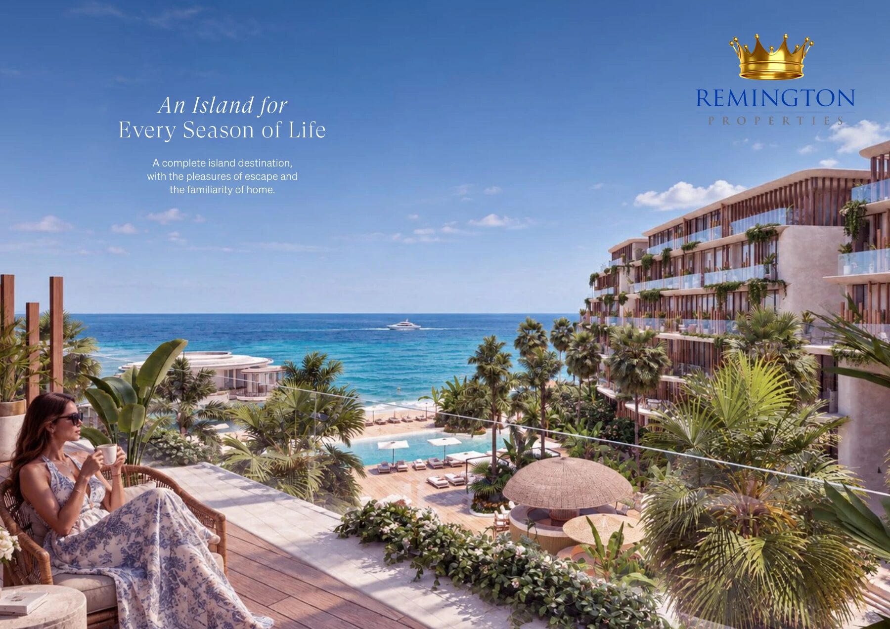 Apartment terrace and island outlook at Samana Collecta