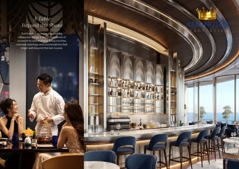 Floating restaurant and bar interior at Samana Collecta